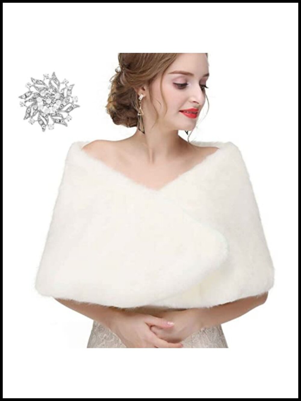 Faux Fur Shawl Wrap Evening Wedding Faux Fur Shrug Stole